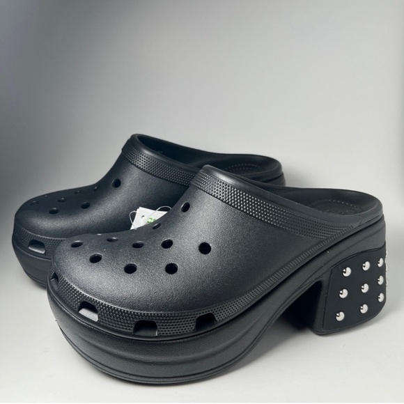 Crocs Siren Studded Black Chrome Studs Platform Unisex Clogs Size M10/W12 NWT - Picture 6 of 10